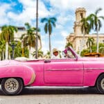 Pink Alter Amerikanischer Car Mann Hut Havanna