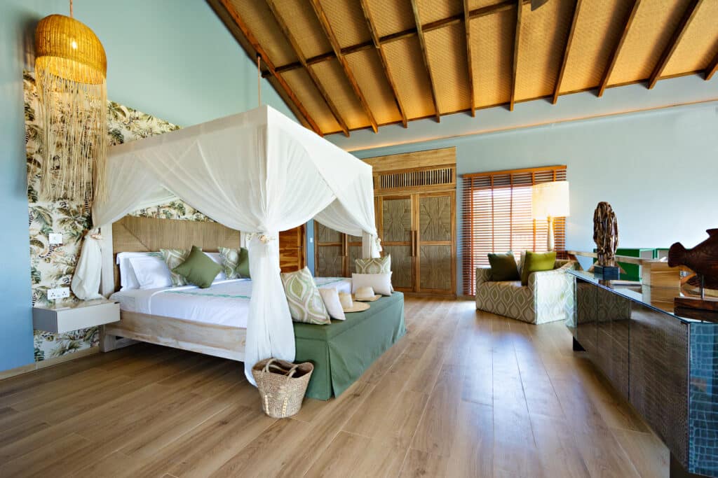 Nachhaltiges Interieur in den Villen. Bawe Island Resort Sansibar